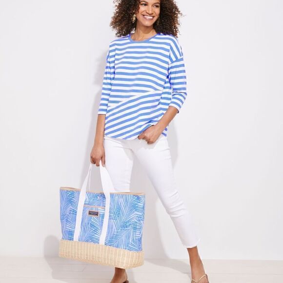 NWOT Vineyard Vines Pieced Deluxe Blue White Striped Tee T Shirt Top MEDIUM - Picture 6 of 7